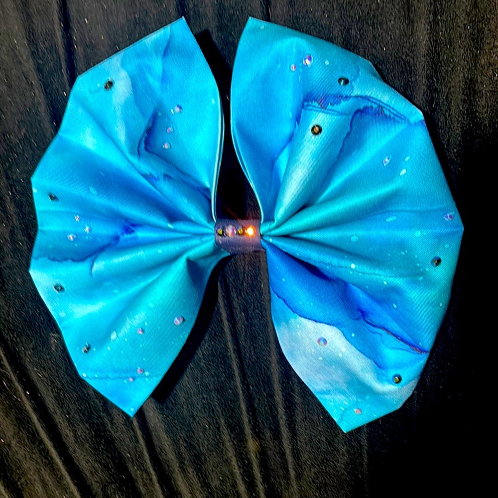 Blinged Blue Kids Hair Bow (Clip)